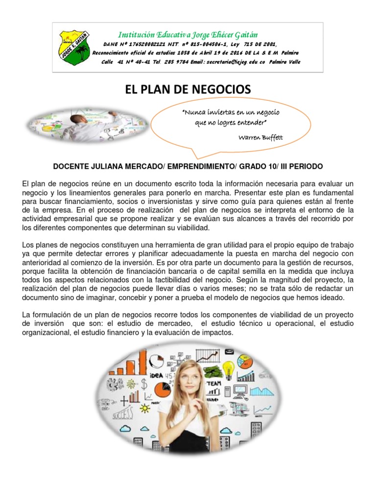 Ejemplo de Plan de Negocios | PDF | Crecimiento personal y profesional ...