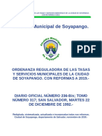 Ordenanza Reguladora de Tasas y Servicios Municipales de La Ciudad de Soyapango. Con Reformas Nov 2019