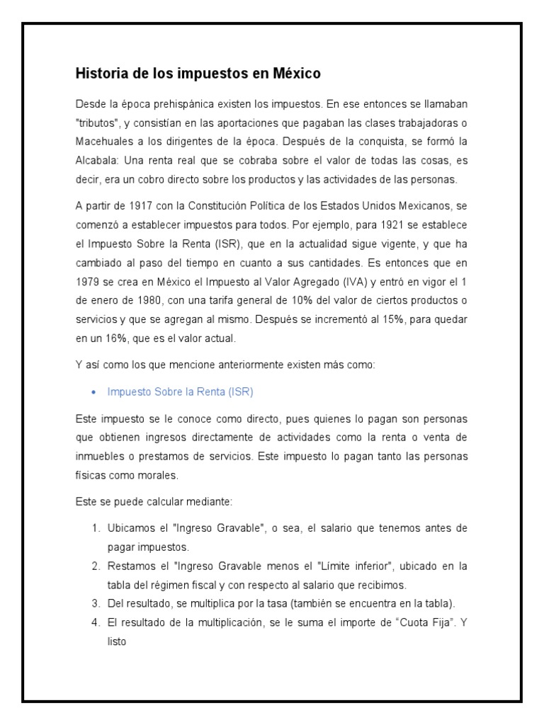 Evolución de los impuestos en México | PDF | Impuestos | Impuesto sobre ...