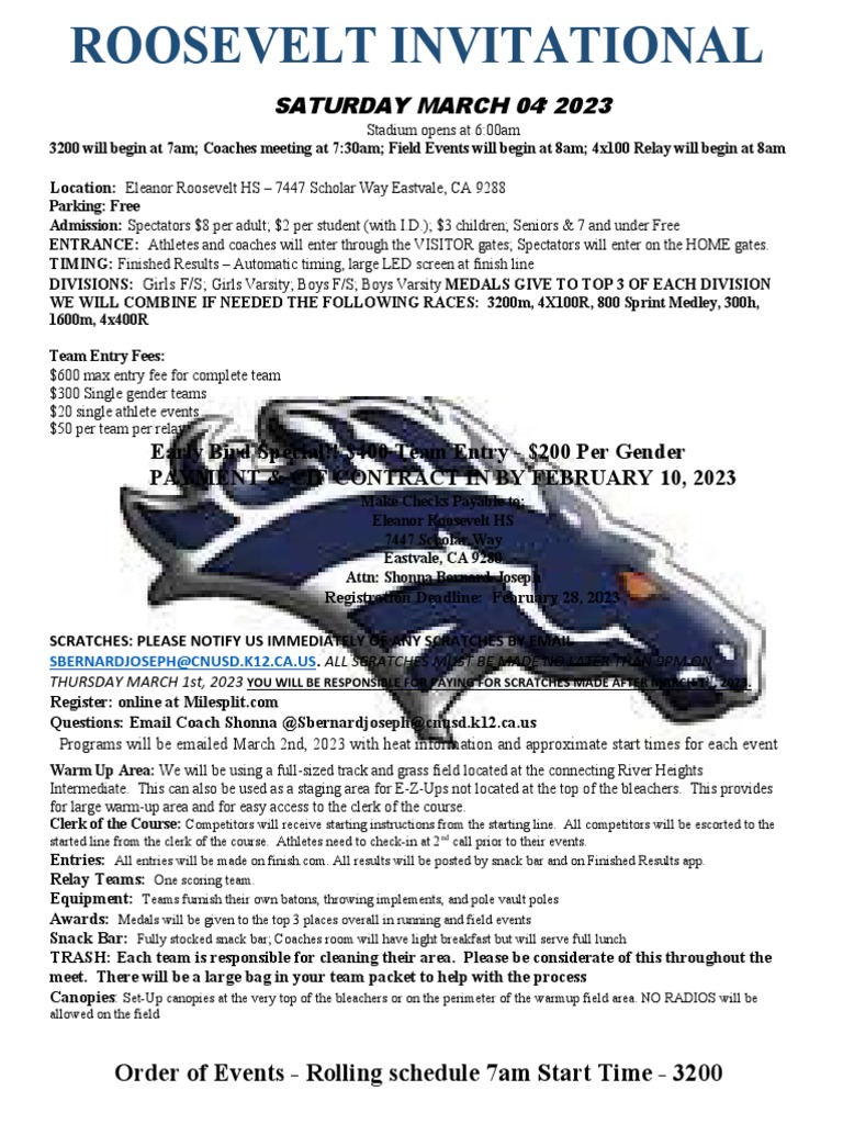 2023 Annual Mustang Invitational PDF Sports Sport Of Athletics