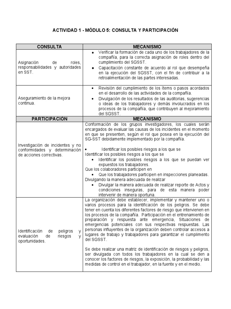 Actividad 1 - Módulo 5 Consulta y Participación | PDF