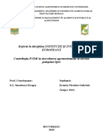 Contribuţia PNDR La Dezvoltarea Agroturismului La Nivelul Judeţului Ilfov EREMIA NICOLETA GABRIELA 8311