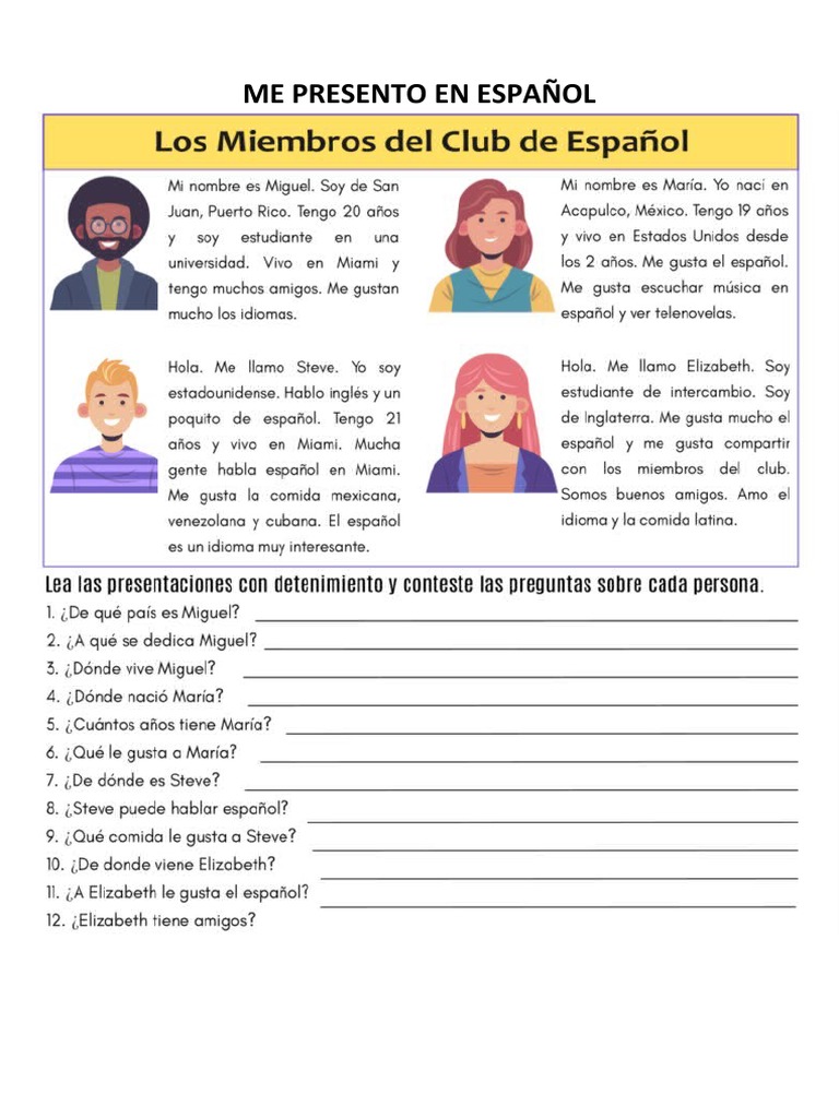 Me Presento En Español _ Exemple De Présentation En Espagnol – HUCT