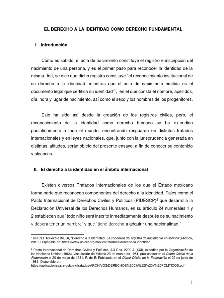 Derecho a la Identidad Humana | PDF | Convenio europeo de derechos ...