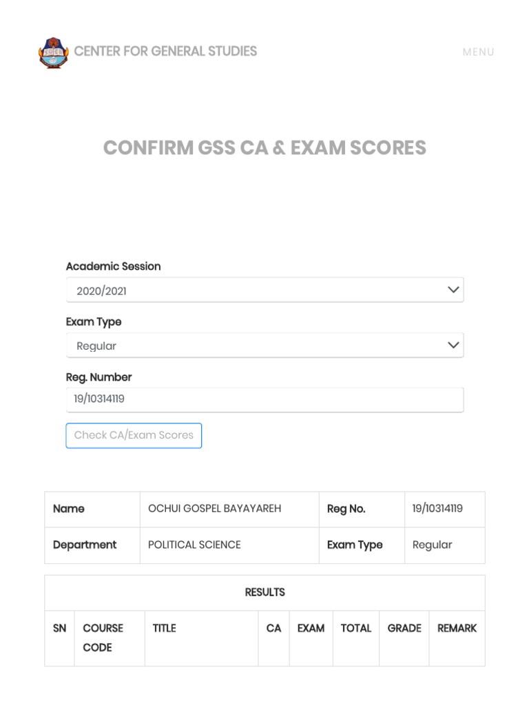 CGS Exam Results for OCHUI GOSPEL | PDF