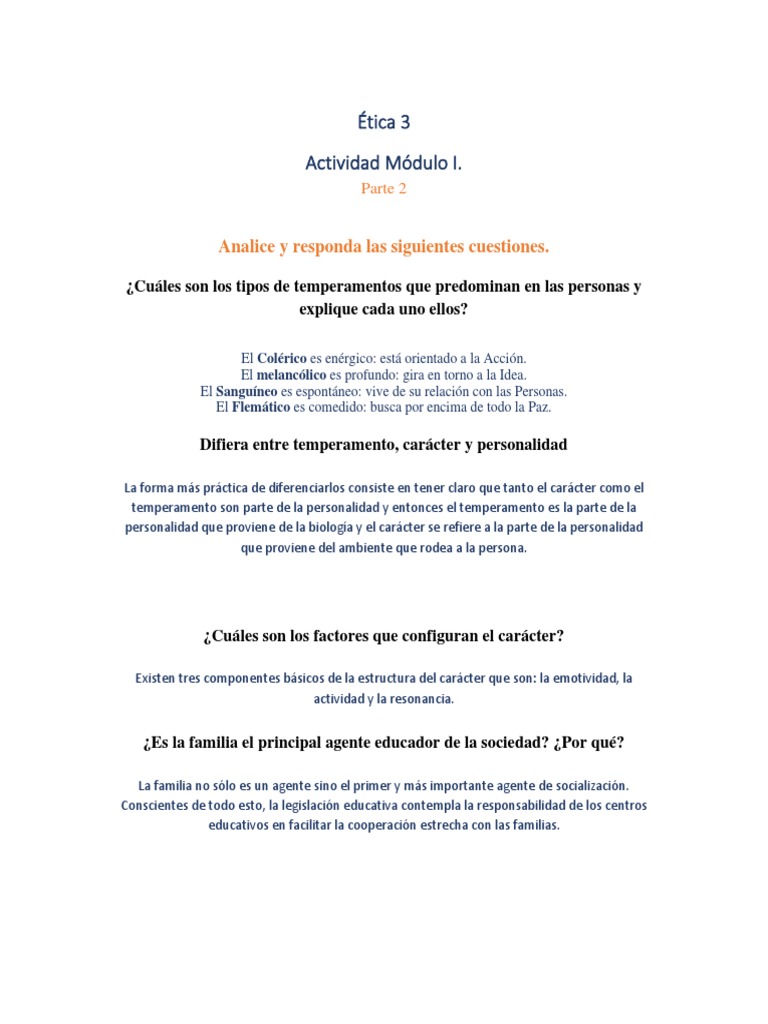 Temperamento Comedido y su Análisis | PDF | Las emociones ...