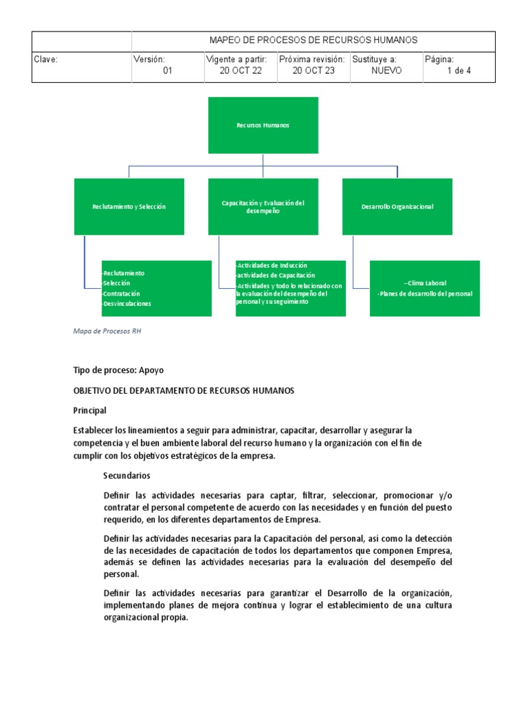Mapa de Procesos RH | PDF | Gestión de recursos humanos | Liderazgo