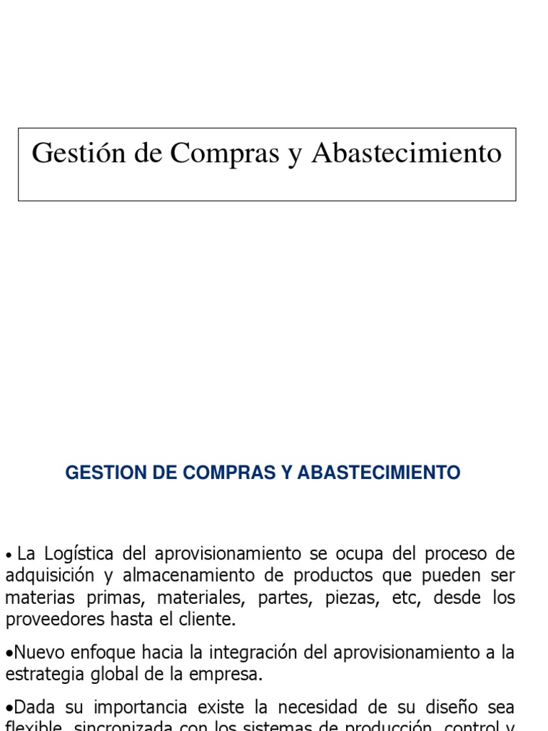 Procesos de Gestion de Compras y Abastecimiento | PDF | Logística ...