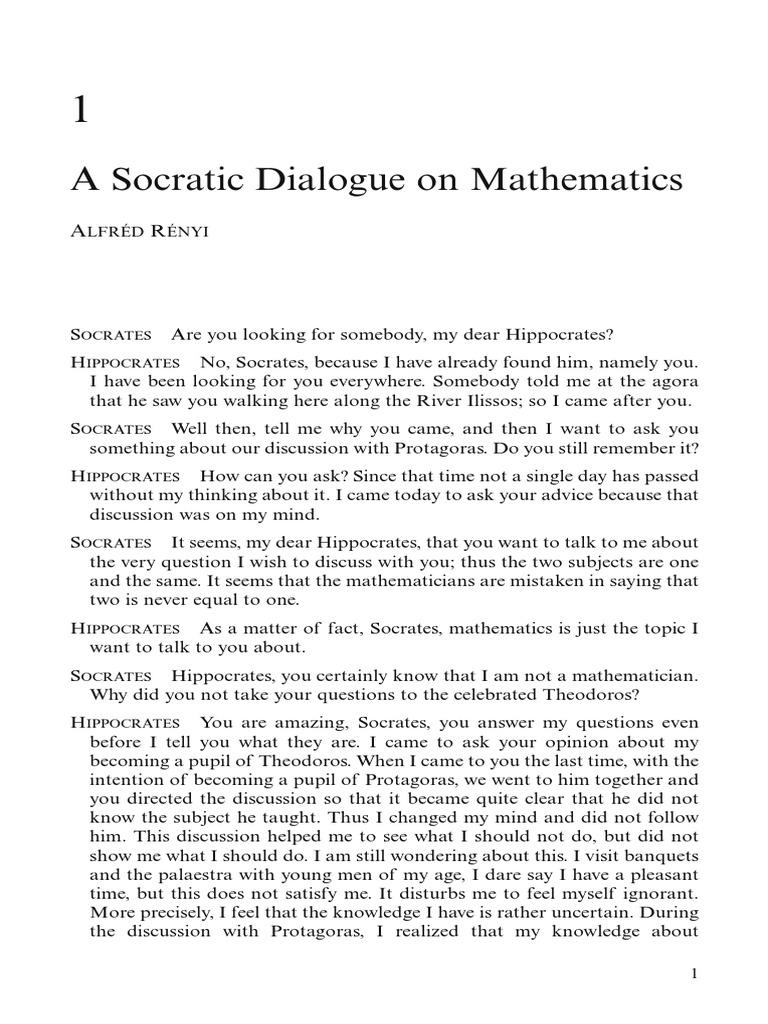 Socratic Dialogue on Mathematics | PDF | Clytemnestra | Agamemnon