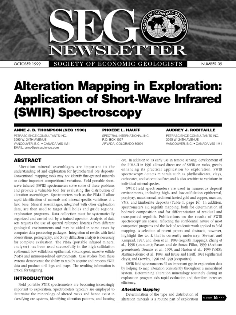 Thompson Etal 1999 Seg Alteration Mapping In Exploration Pdf