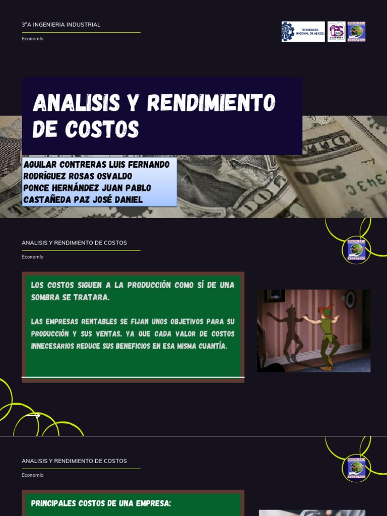 Analisis y Rendimiento de Costos Presentacion | PDF | Costo marginal ...