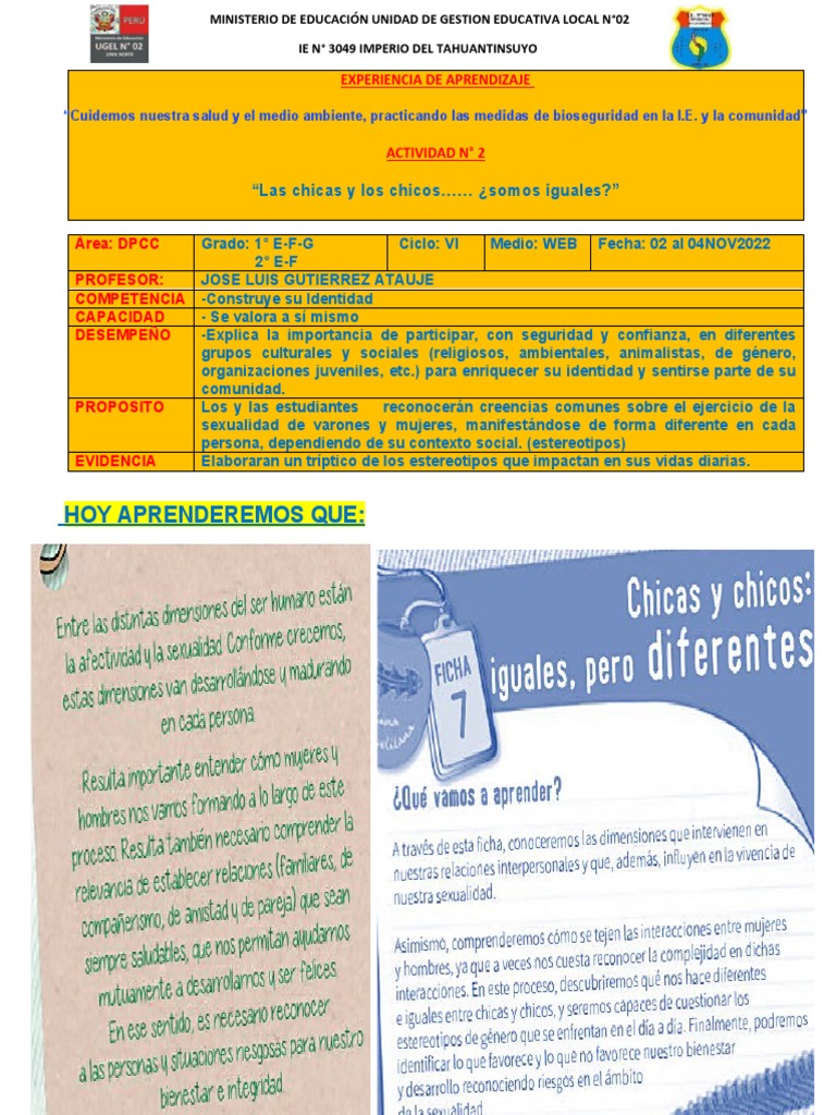 Actividades de Igualdad de Género en Niños | PDF | Estereotipos