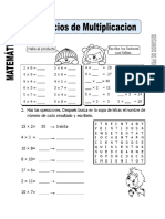 Ficha de Ejercicios de Multiplicacion Para Segundo de Primaria