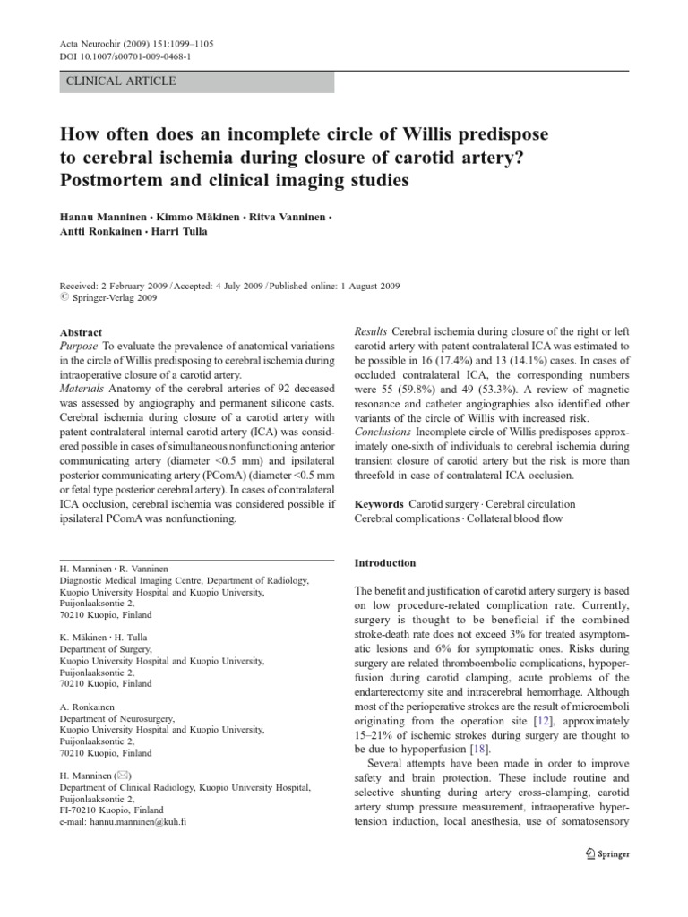 Circle of Willis - ICA Obstruction | PDF | Angiography | Stroke