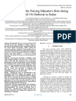 Assessment of The Nursing Educator's Role During (Covid-19) Outbreak in Sudan