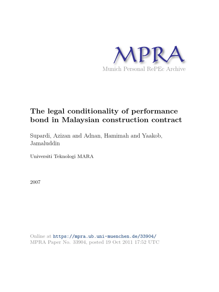 Legal Nature of Performance Bonds in Malaysia | PDF | Guarantee | Surety