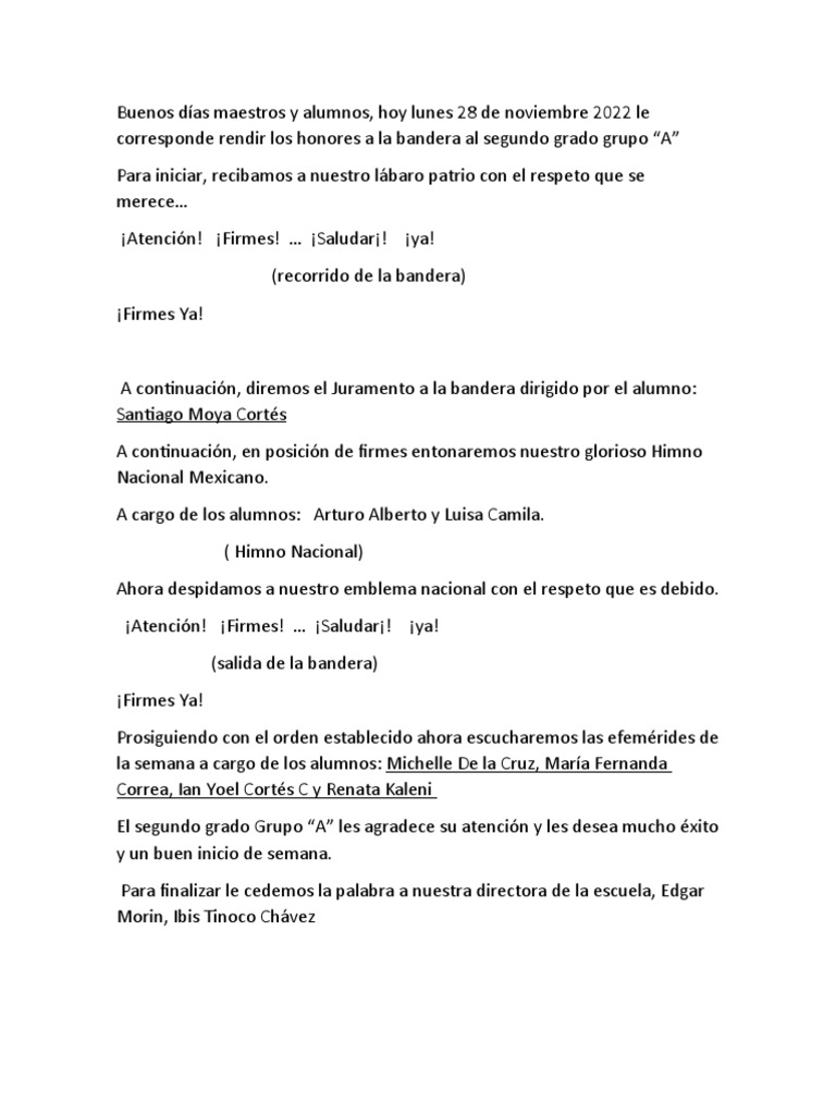 Guia de Los Honores A La Bandera PDF