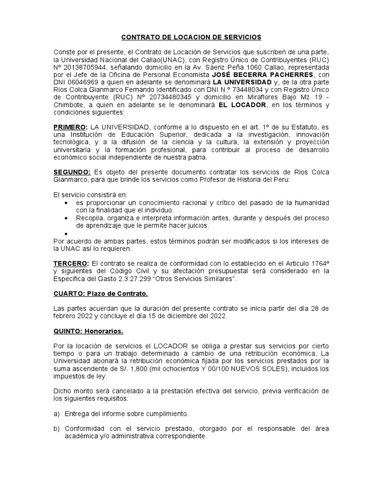 Ejemplo de Contratos | PDF | Negocios | Finanzas y dinero