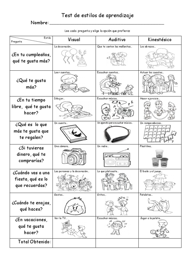 Test de Estilos de Aprendizaje Infantil | PDF