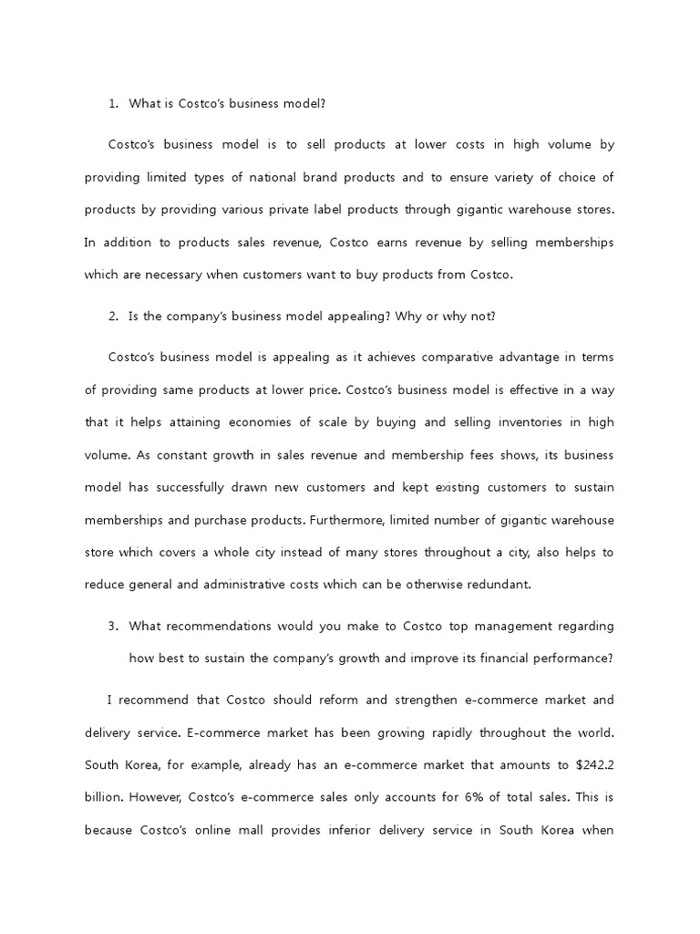 Analysis On Costco PDF Costco E Commerce