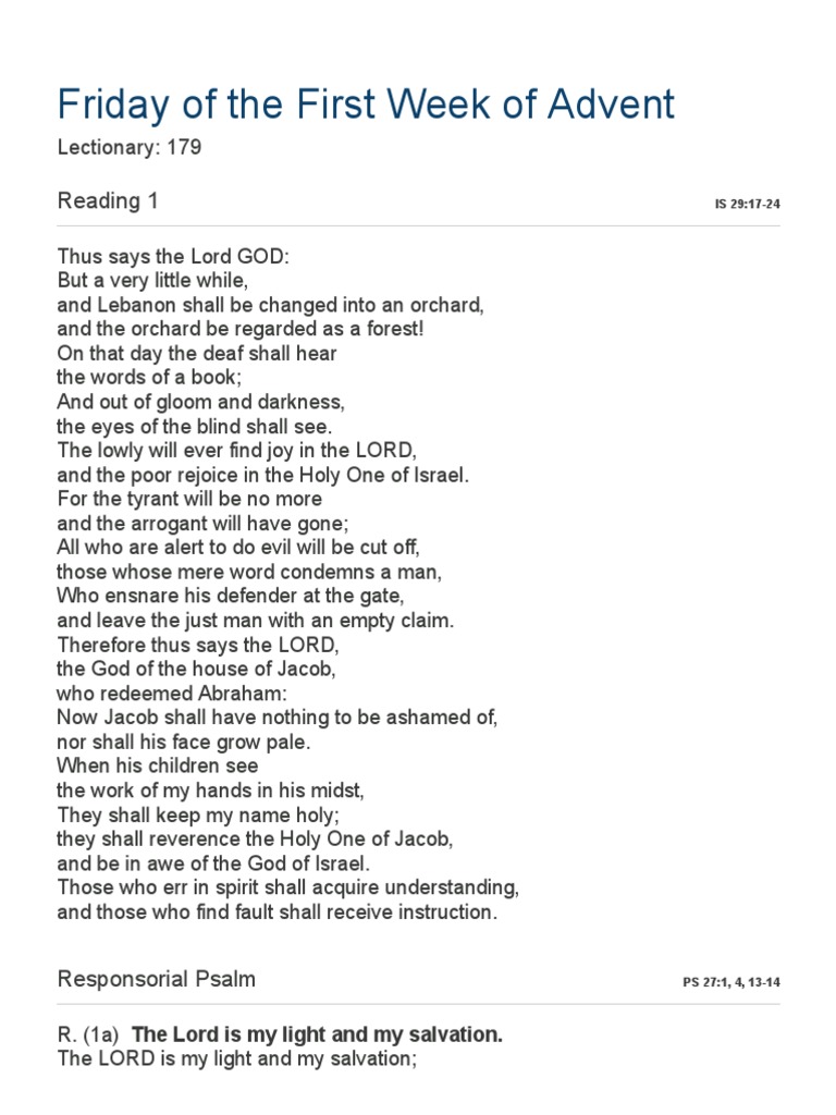Friday of The First Week of Advent USCCB PDF Jesus Jacob