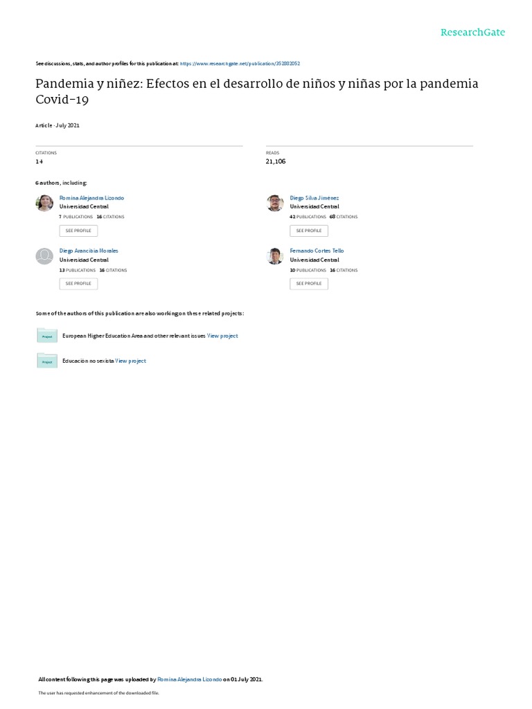 Pandemia y Niñez: Efectos en El Desarrollo de Niños y Niñas Por La ...