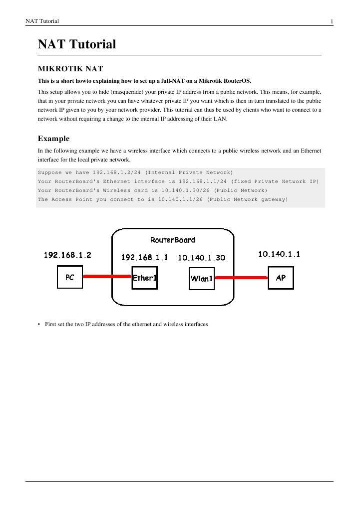 Mikrotik Static NAT Setup Guide | PDF | Ip Address | Computer Network