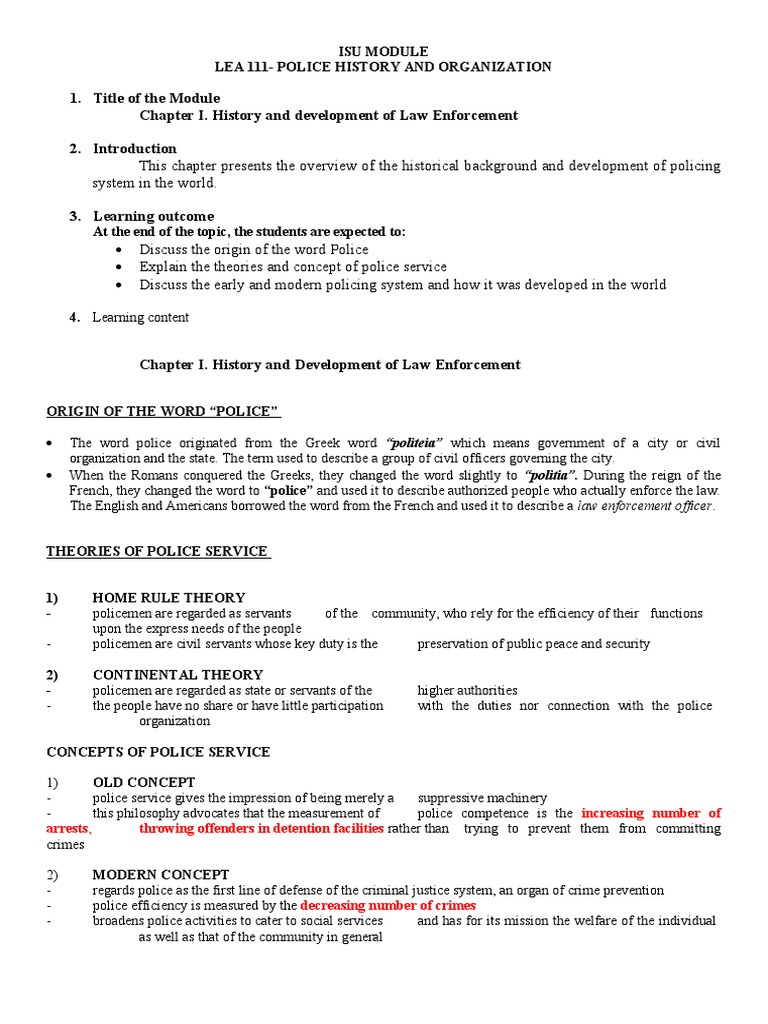 Police History and Organization CHAPTER 1 | PDF | Police | Justice