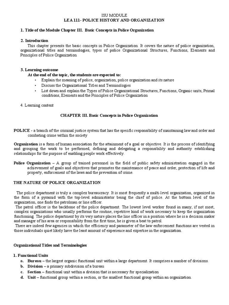 Police History and Organization Chapter-3 | PDF | Police | Hierarchy