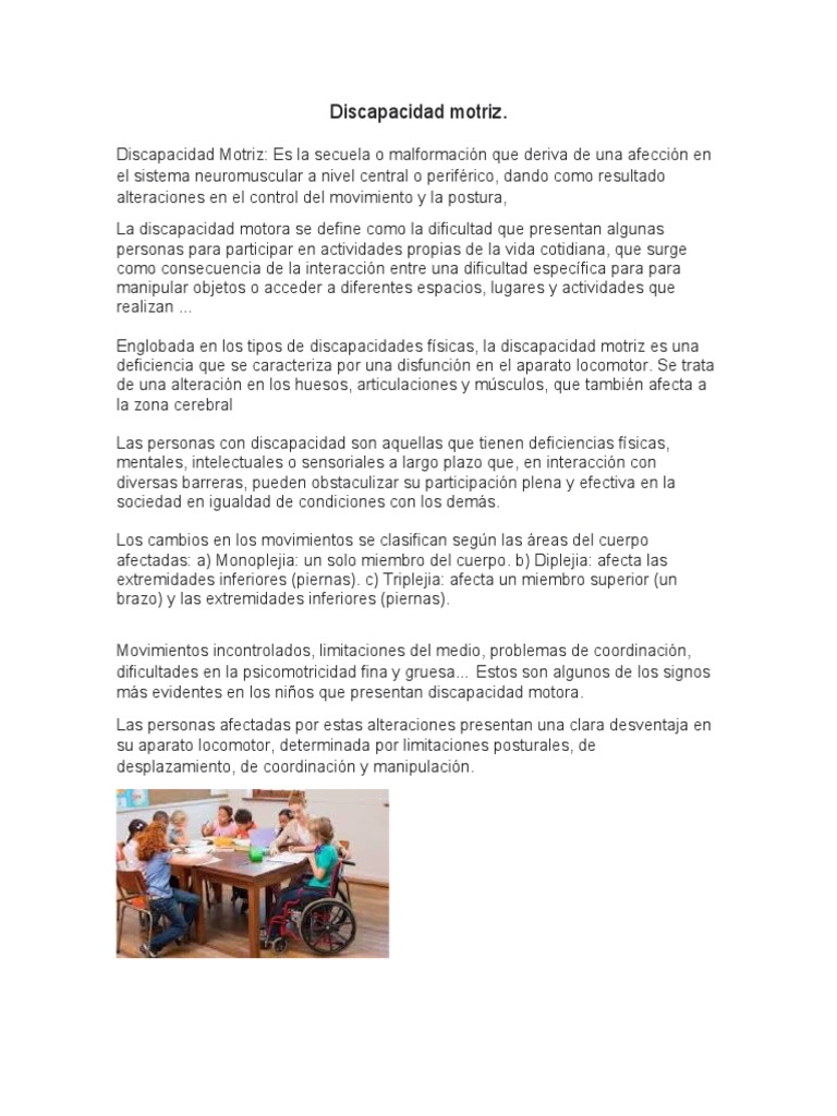 Discapacidad Motriz | PDF | Invalidez | Causas de la muerte