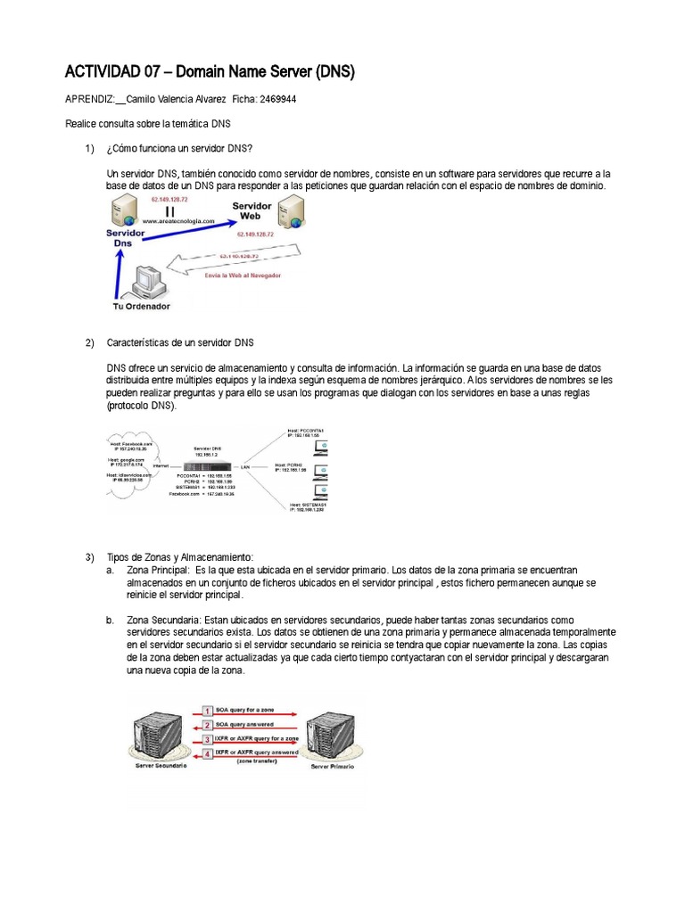 Funcionamiento y Tipos de Servidores DNS | PDF | sistema de nombres de ...