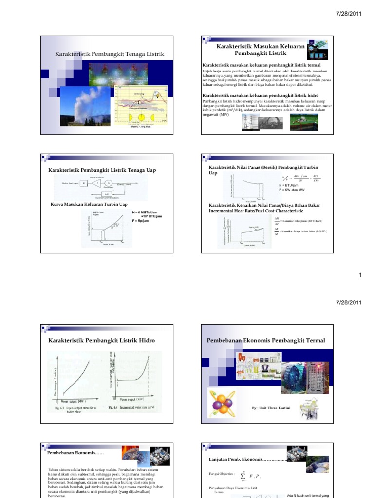 Karakteristik Pembangkit Tenaga Listrik Karakteristik Pembangkit Tenaga Listrik
