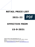 Retail Price List September 2021