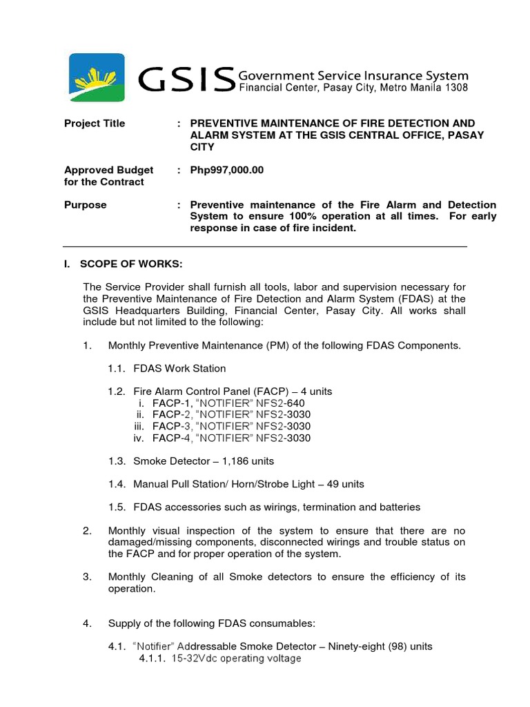 Fire Alarm System Maintenance Contract | PDF