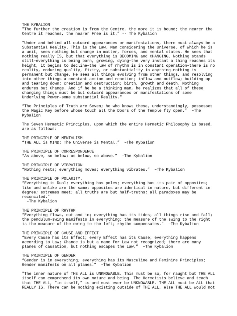 The Kybalion | PDF | Philosophical Movements | Philosophical Theories