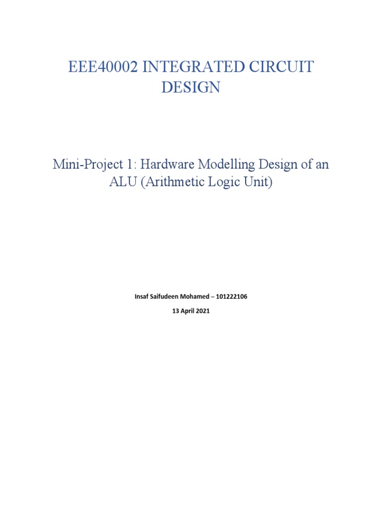 VHDL ALU and Light Chaser Design | PDF | Vhdl | Field Programmable Gate ...
