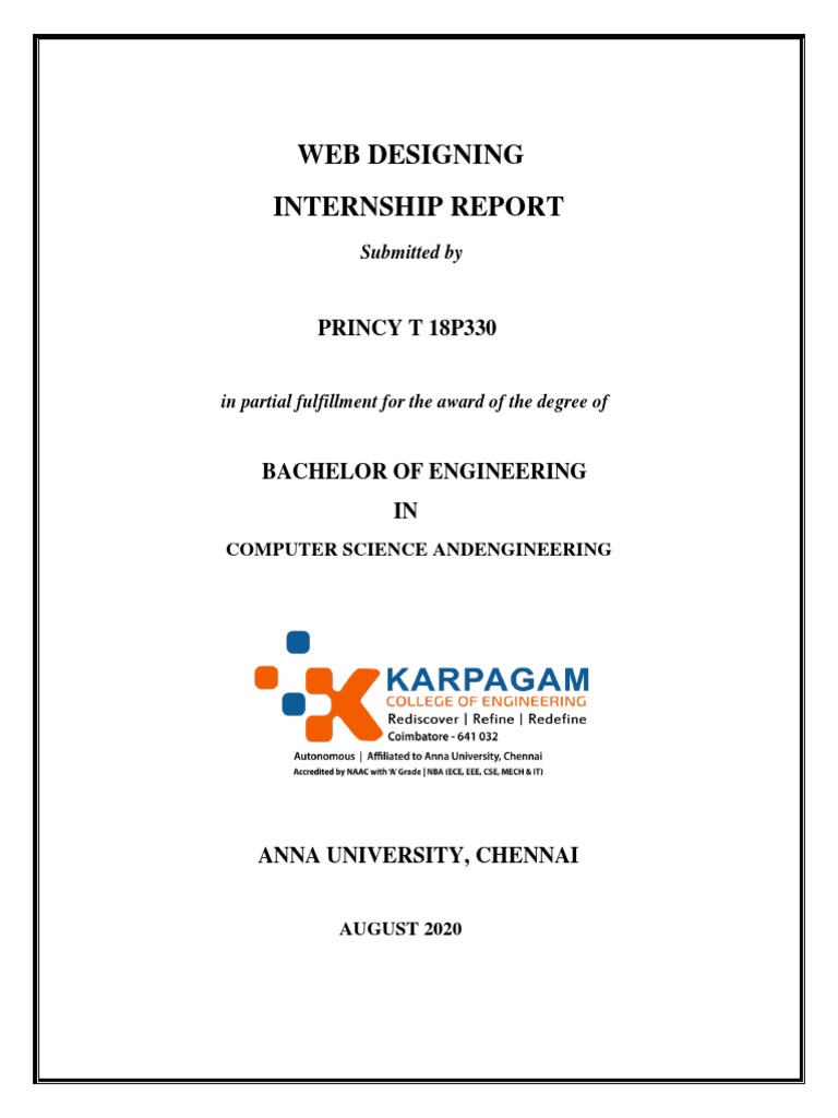 Web Designing Internship Report 2020 | PDF | Computers