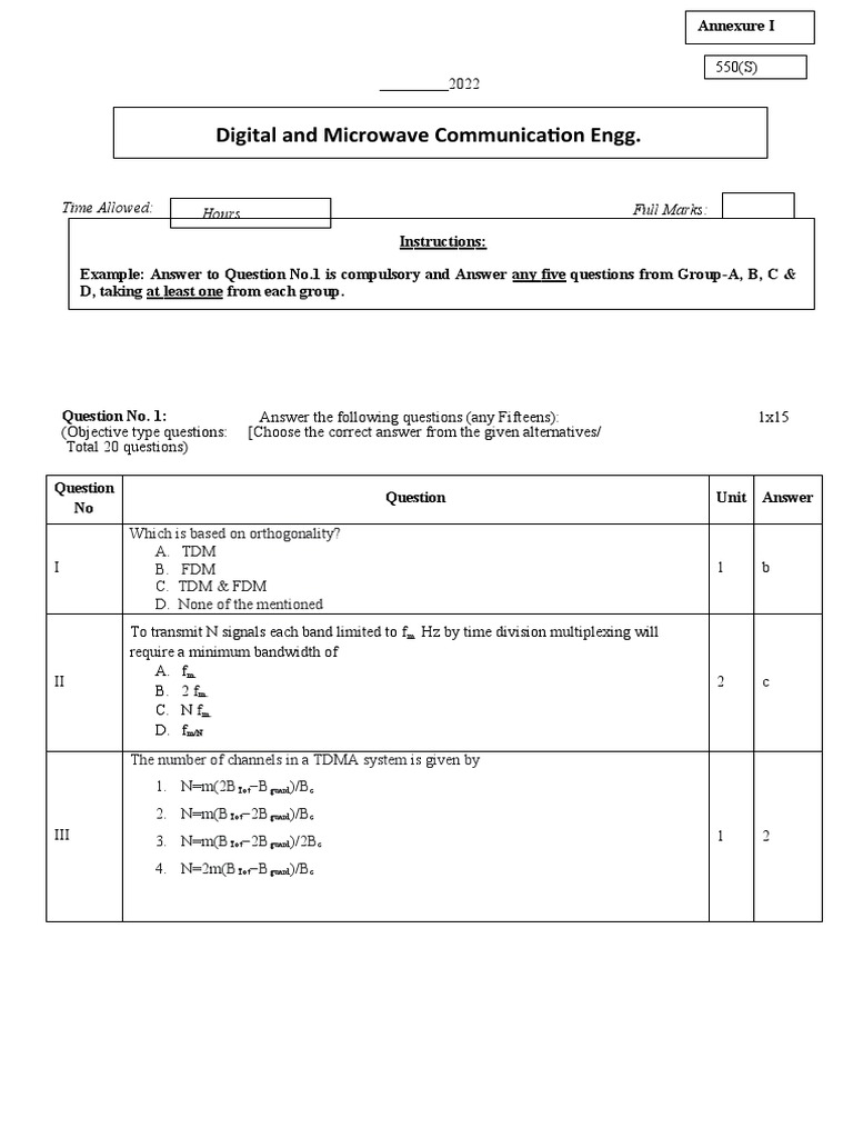 Digital Communication Exam Questions 2022 | PDF | Broadcasting ...
