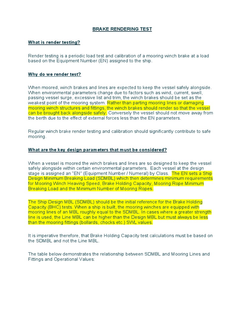 Mooring Winch Brake Rendering Test Guide | PDF | Ships | Force