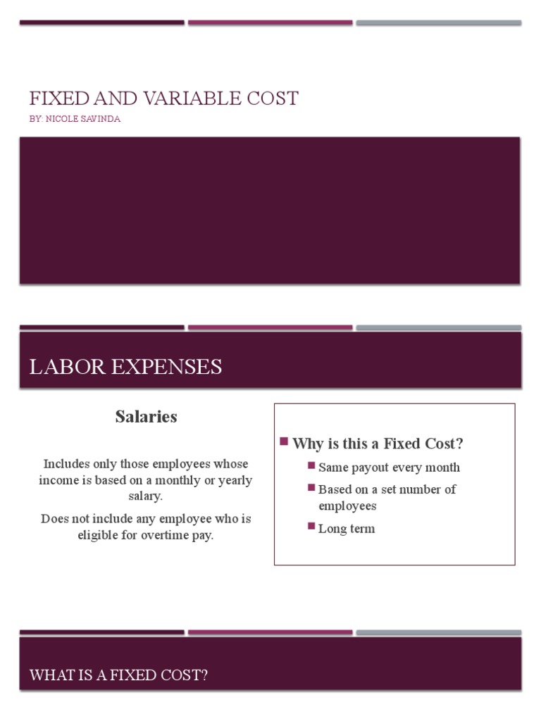 Fixed Vs Variable Cost PDF Expense Employment