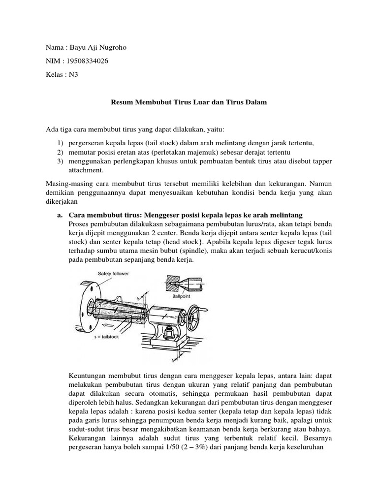 Teknik Pembubutan Tirus pada Mesin Bubut | PDF | Griya & Taman ...