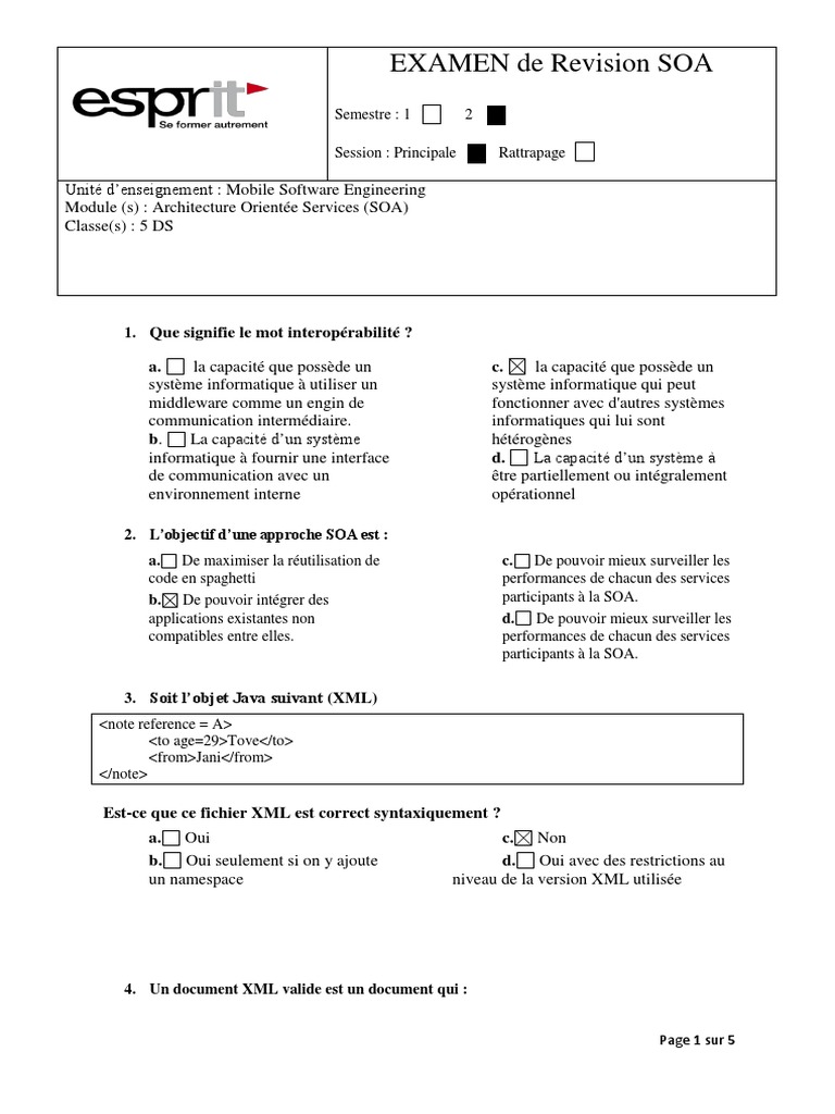 Examen de Révision SOA 2023 | PDF | XML | Service web