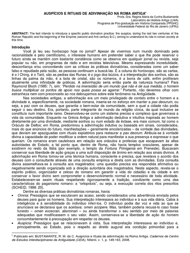 Auspícios na Roma Antiga: Significado e Práticas | PDF | Roma Antiga ...