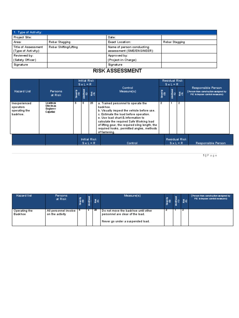 Risk Assessment Rebar Shifting Using BH PDF Risk Health Sciences