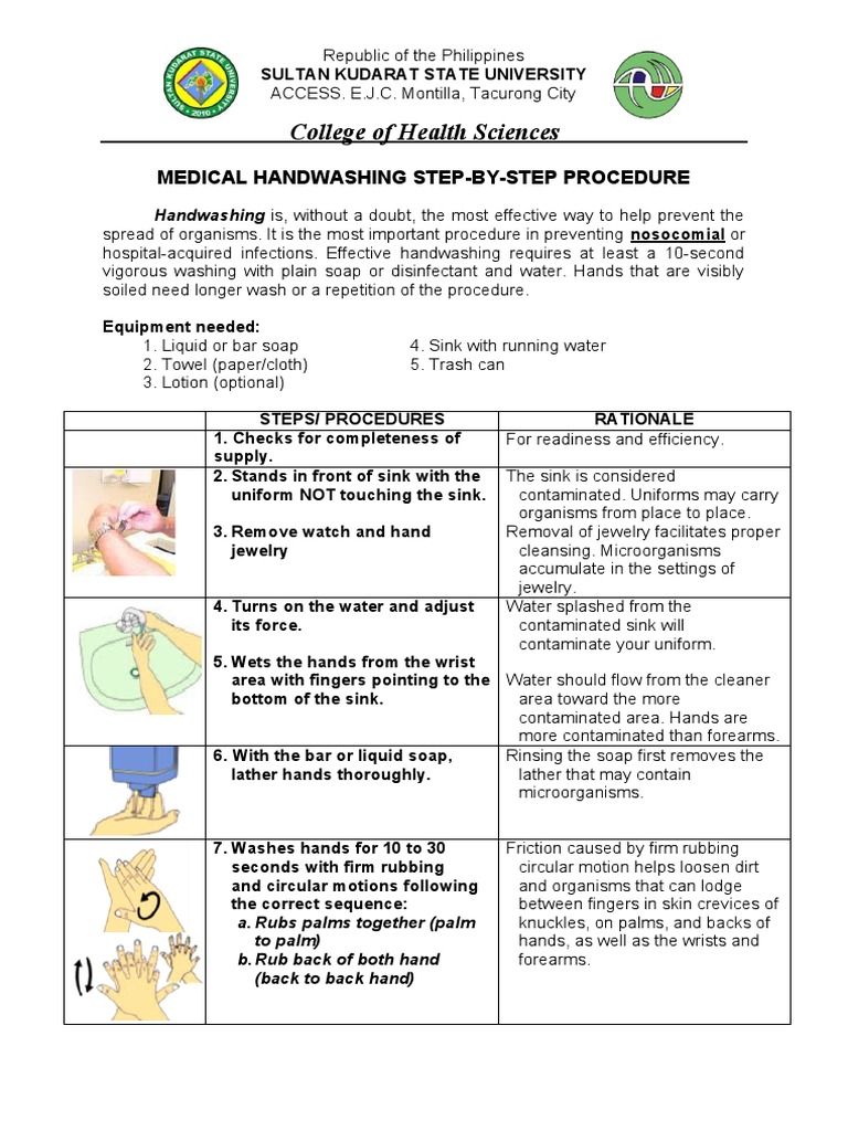 Medical Handwashing Procedure Checklist | PDF | Hand Washing | Hospital ...