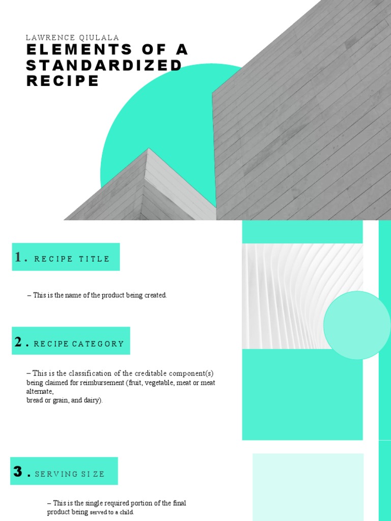 Elements of a Standardized Recipe PDF Foods Cooking