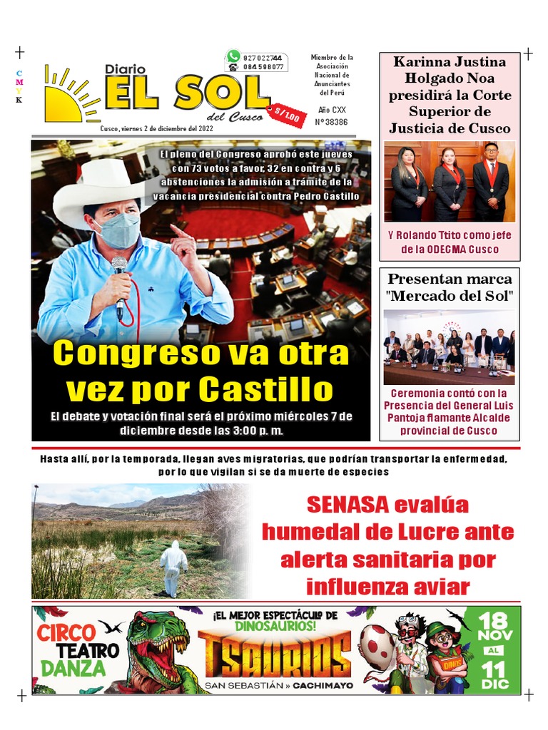 Diario El Sol Del Cusco | PDF | Patrimonio de la Humanidad | Machu Picchu