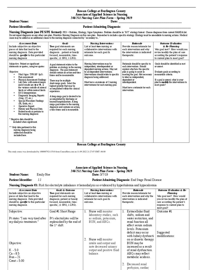 Nursing Care Plan for Electrolyte Imbalance | PDF | Medical Diagnosis ...