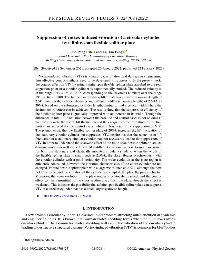 Suppression of Vortex-Induced Vibration of A Circular Cylinder by A ...