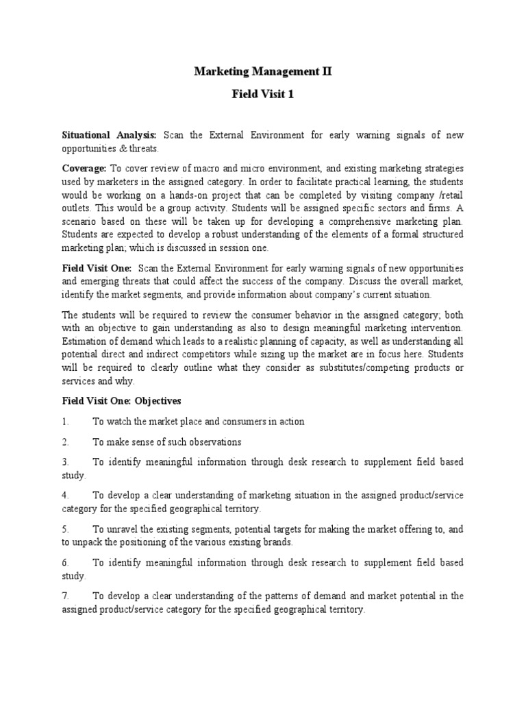 Field Visit 1 202224 PDF Marketing Marketing Strategy